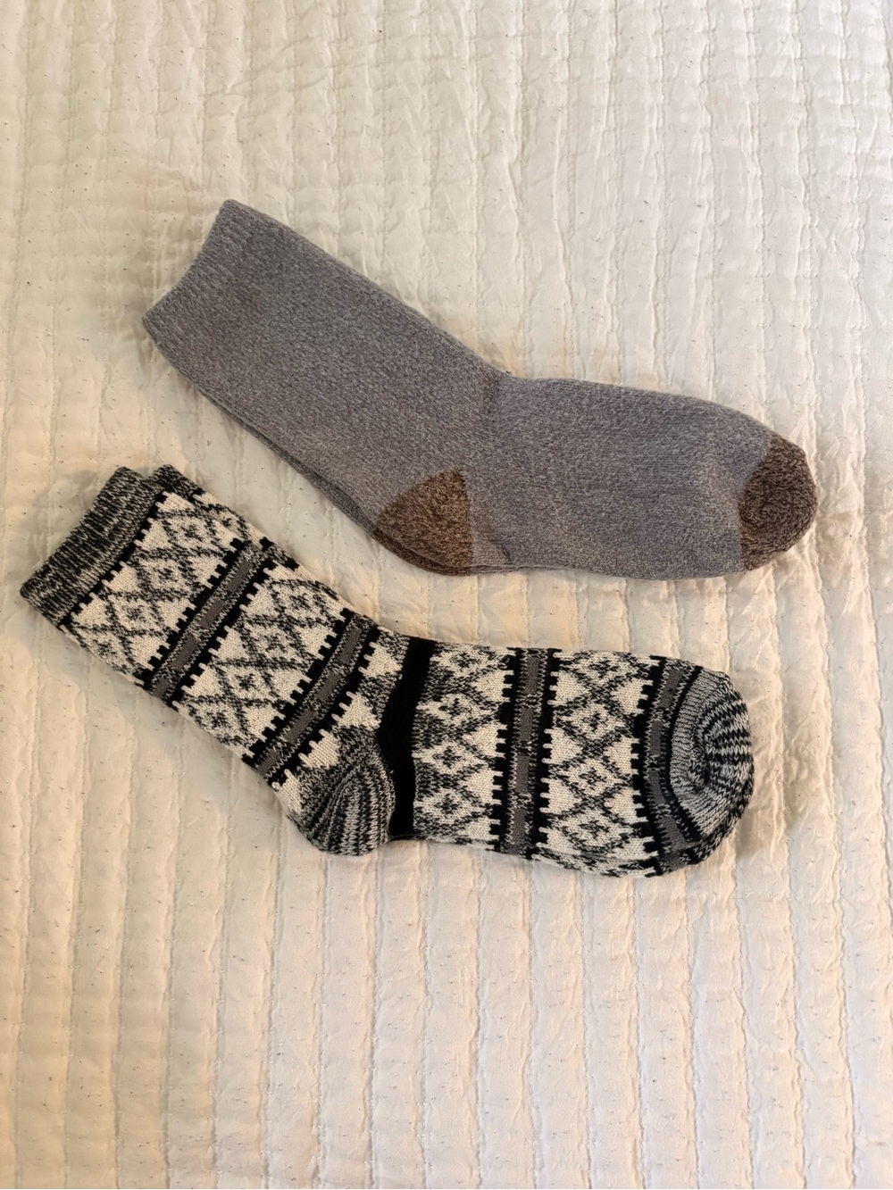 Cozy Gray & Black Patterned Fuzzy Winter Socks - Pack of 2